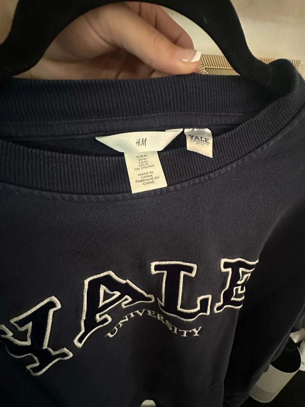 H&M Navy Yale University Embroidered Crewneck Sweater
